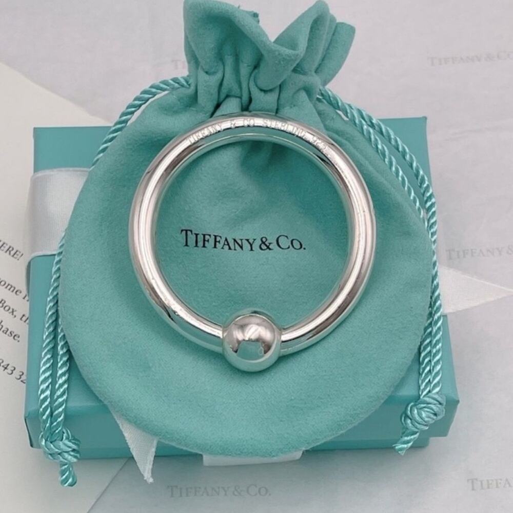 NEW Tiffany & Co. Baby Rattle Sterling Silver 925 Gift Pouch, Box & Ribbon